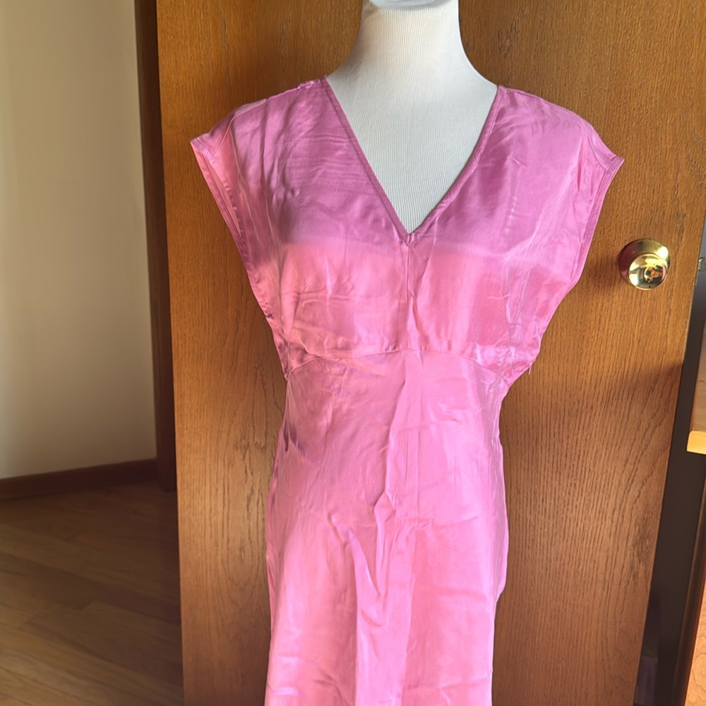 NWT Madewell Pink Silk Dress Size 10. Stunning IRL 60% Cupro 40% Viscose.